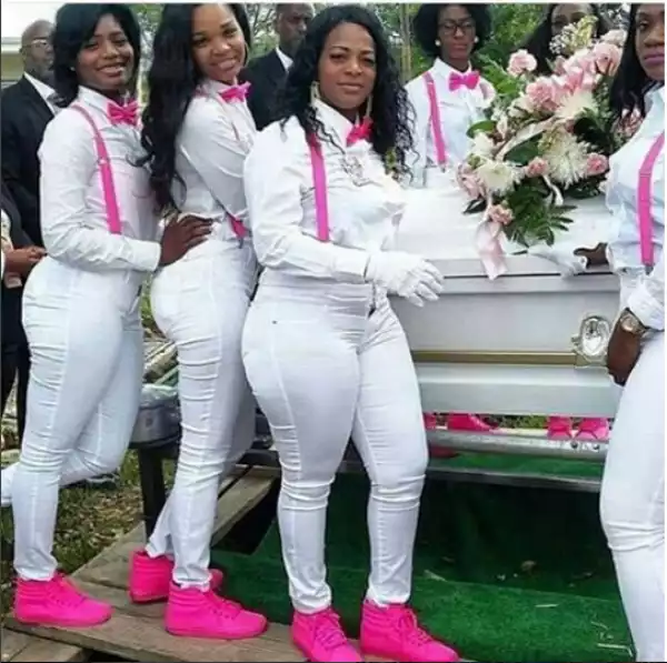 Check out these beautiful pall bearers at a funeral